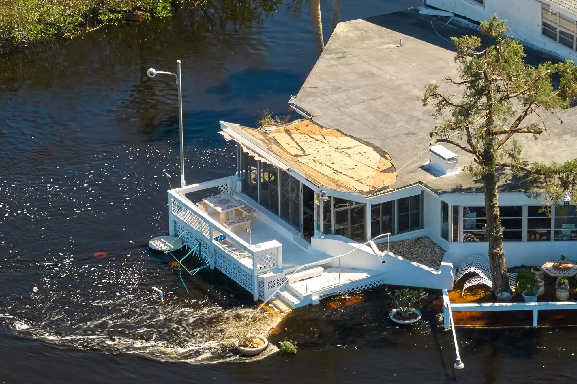 Flooded home after a storm in Southern California