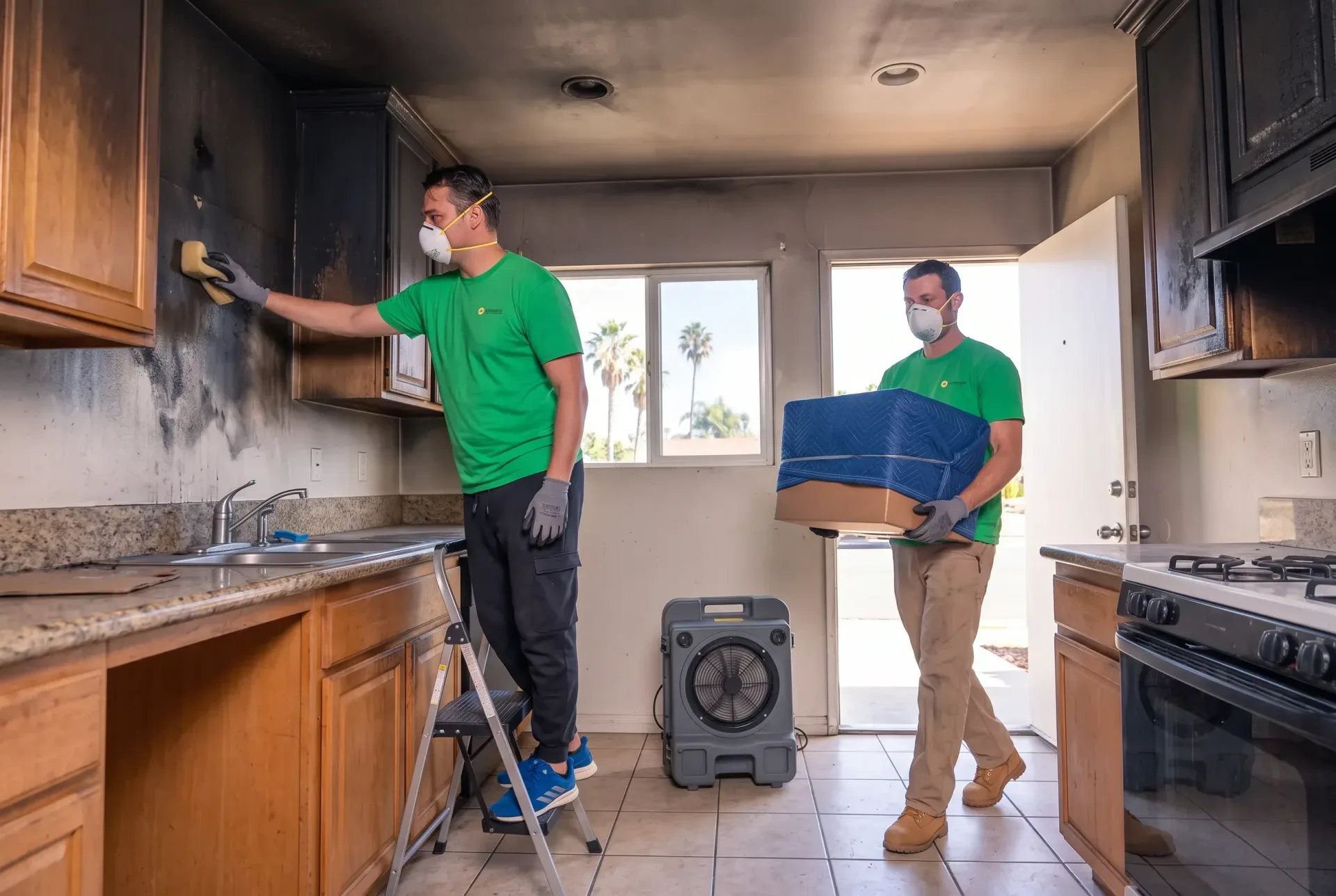 Fire damage cleanup in La Mesa