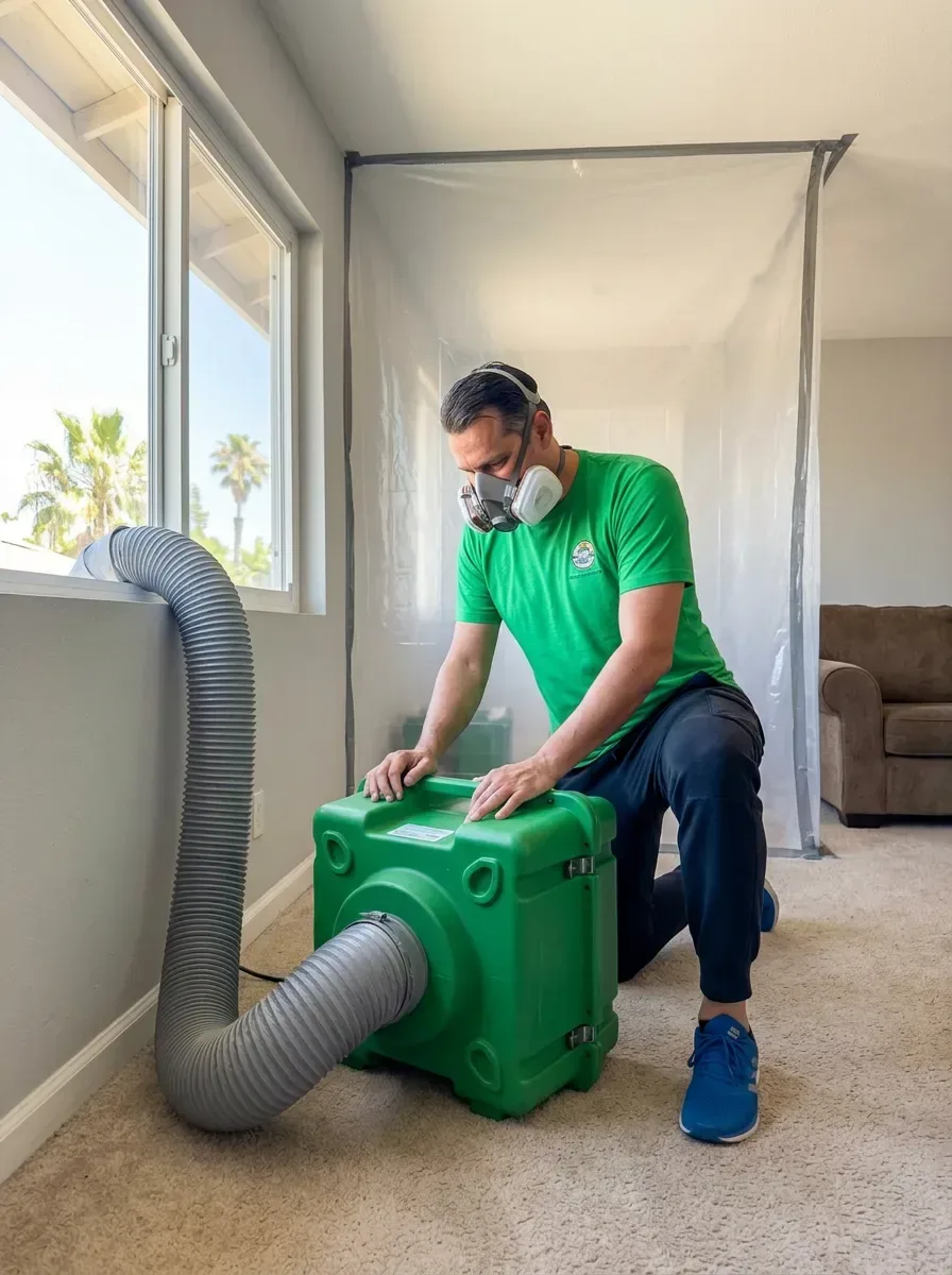 Air scrubber for mold cleanup in La Mesa
